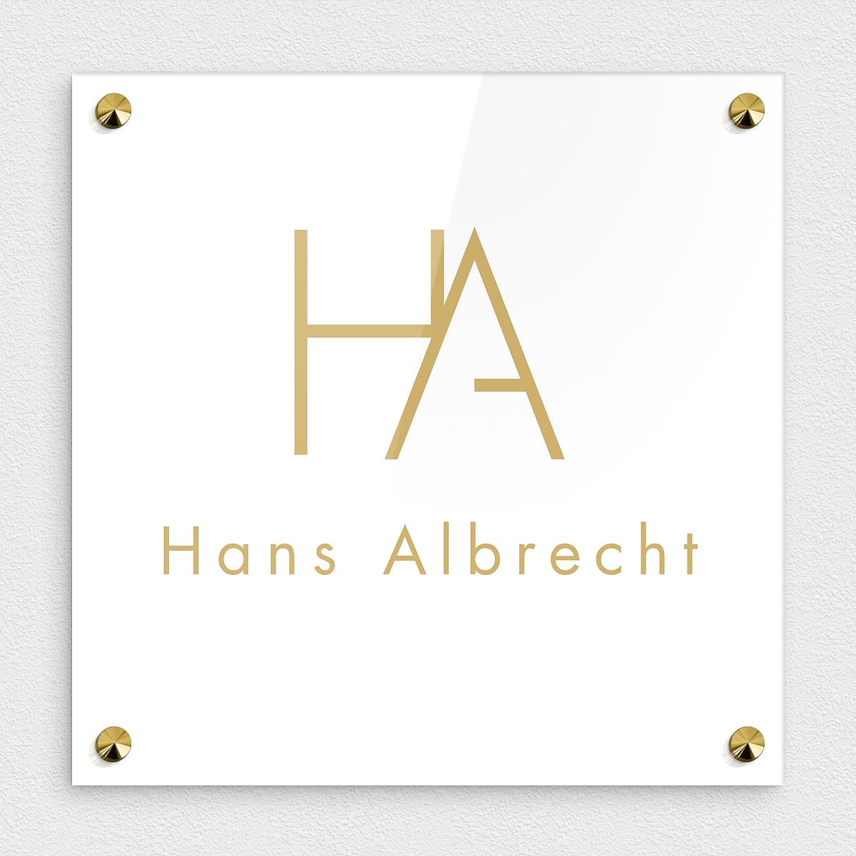 Individuell gefertigtes Firmenschild mit 4 Abstandhaltern aus Edelstahl Praxis-/Kanzleischild aus Acrylglas 8 mm transparent - Becker Schilderfertigung & Fachhandel